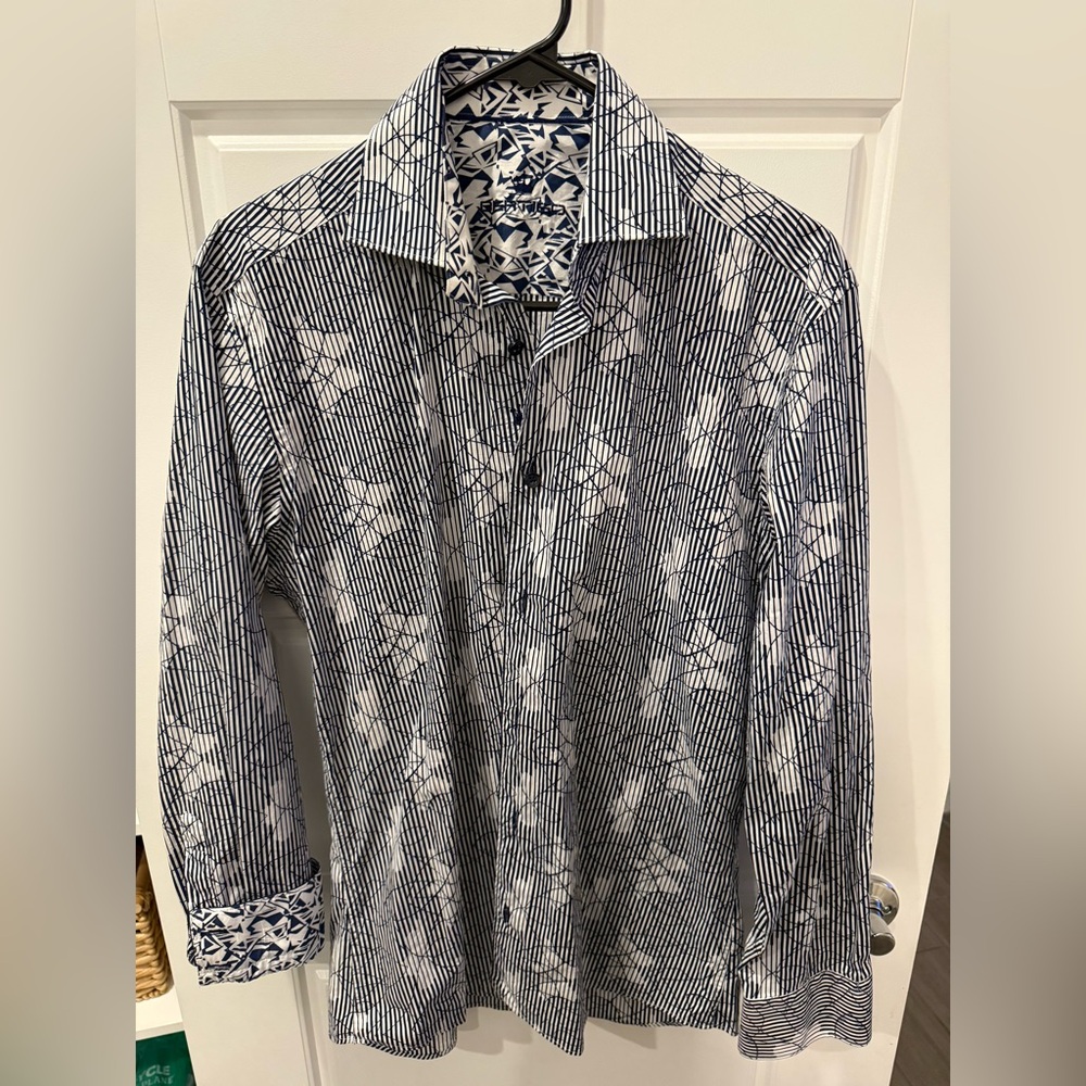 Men's Bertigo Blue and White Striped Shirt